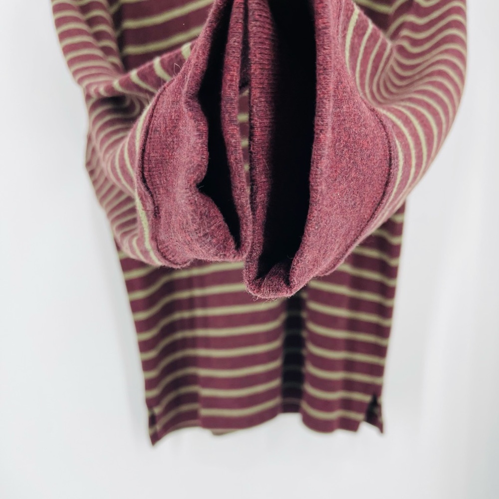 😎Vtg 90s Khaki Green Burgundy Striped Rugby Shirt Thick Cotton Grunge Lands End - Picture 7 of 15